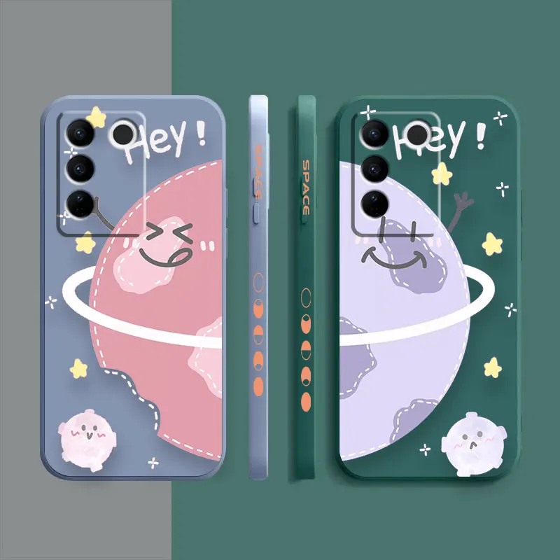 Case For VIVO S5 S6 S7 S9 S9E S10 S12 S15 S16 S16E V19 V20 V21 V23 V25 V27 PRO 5G Case Funda Cqoue Shell Hey Cartoon Earth Star