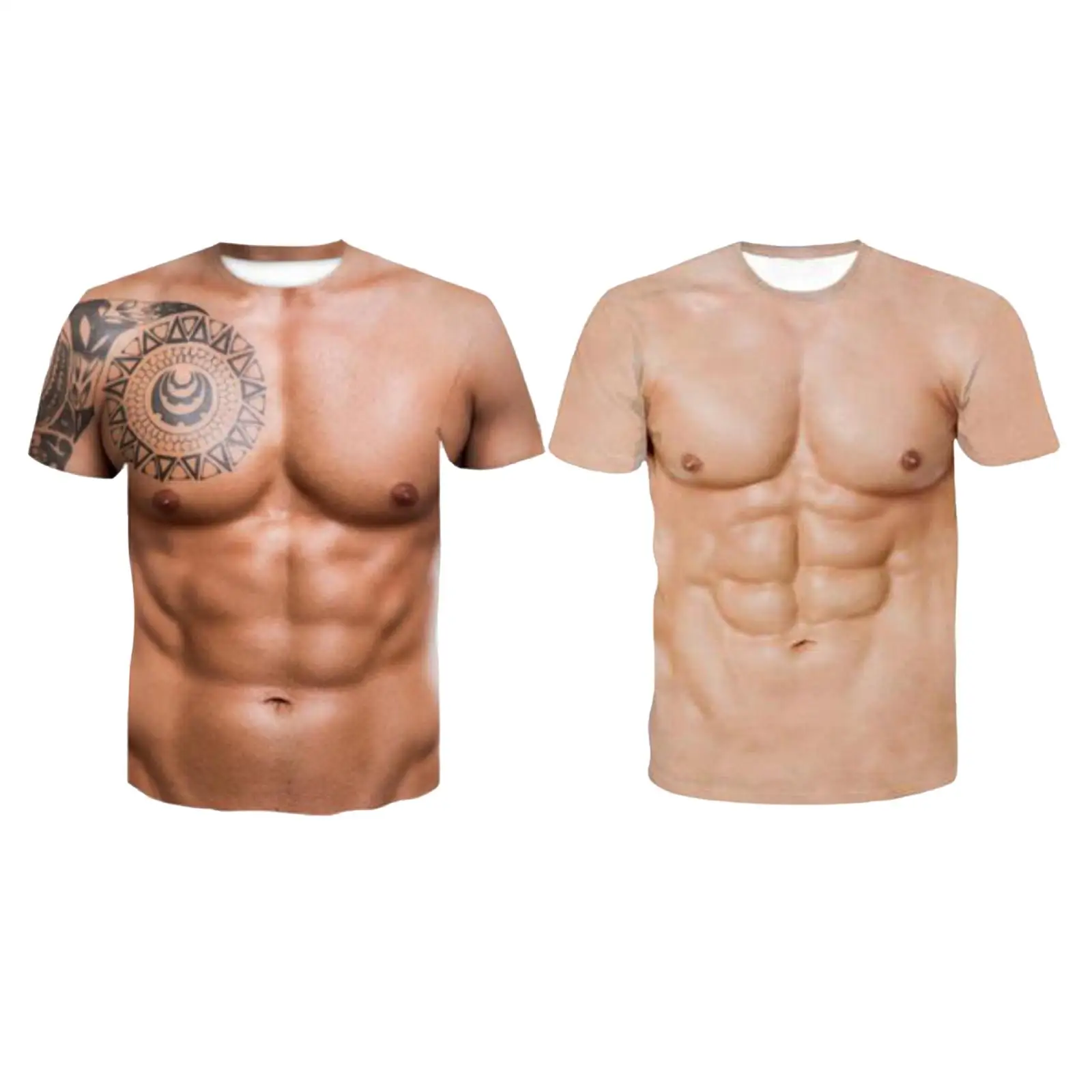 

Round Neck Men's Muscle T Shirt Muscle Shirts Abdominal Tops Funny 3D Print Patterned Short Sleeve for Summer Beach Casual Wear