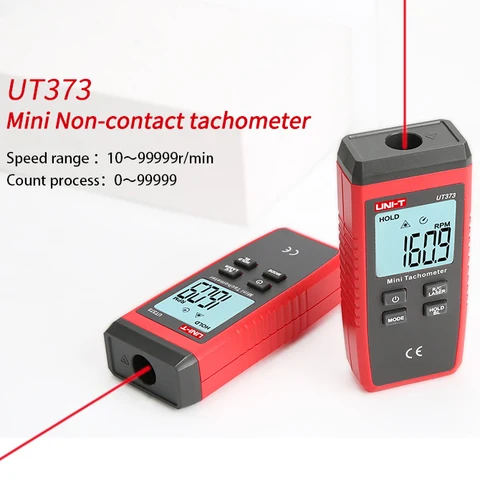 UNI-T UT373 Цифровой тахометр скорости, лазерный бесконтактный тахометр в минуту, 99999 отсчетов, мини-метр оборотов, подсветка