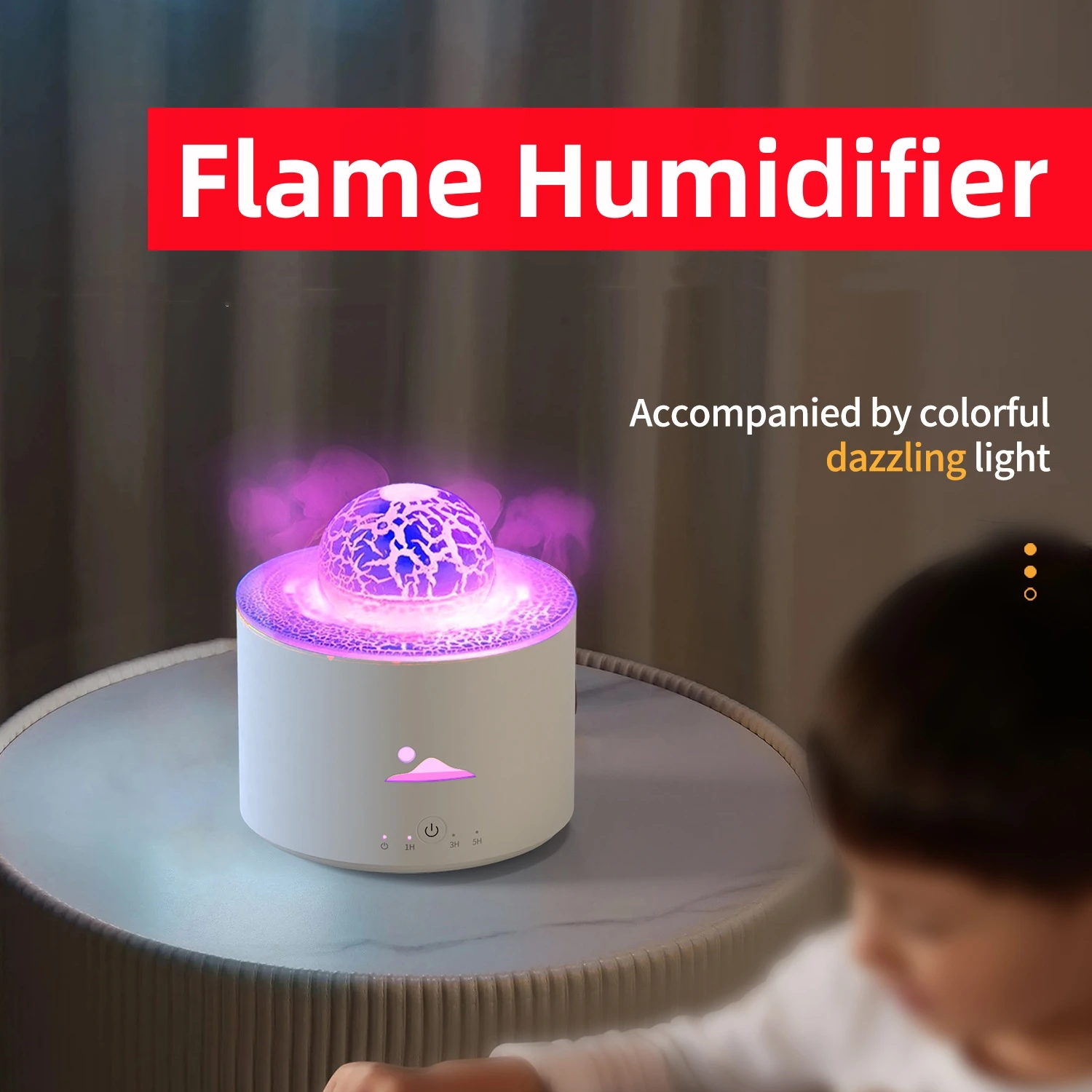 

Flame Planet Air Humidifier Aromatherapy Essential Oil Diffuser Home Bedroom Colorful Light Desktop Mute Fragrance Humidifier