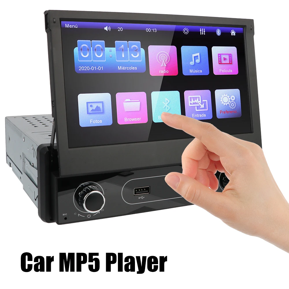 

Mirror Link AUX Input Bluetooth 2-USB Port 7 Inch 1 Din Autoradio Retractable Screen Multimedia Player Car Radio FM Receiver