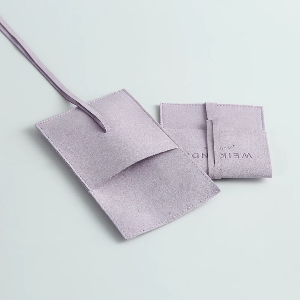 100pcs Envelope Pouches Purple Microfiber Jewelry Packaging Small Bag Ring Earrings Necklace Suede Storage Pouches Custom Logo