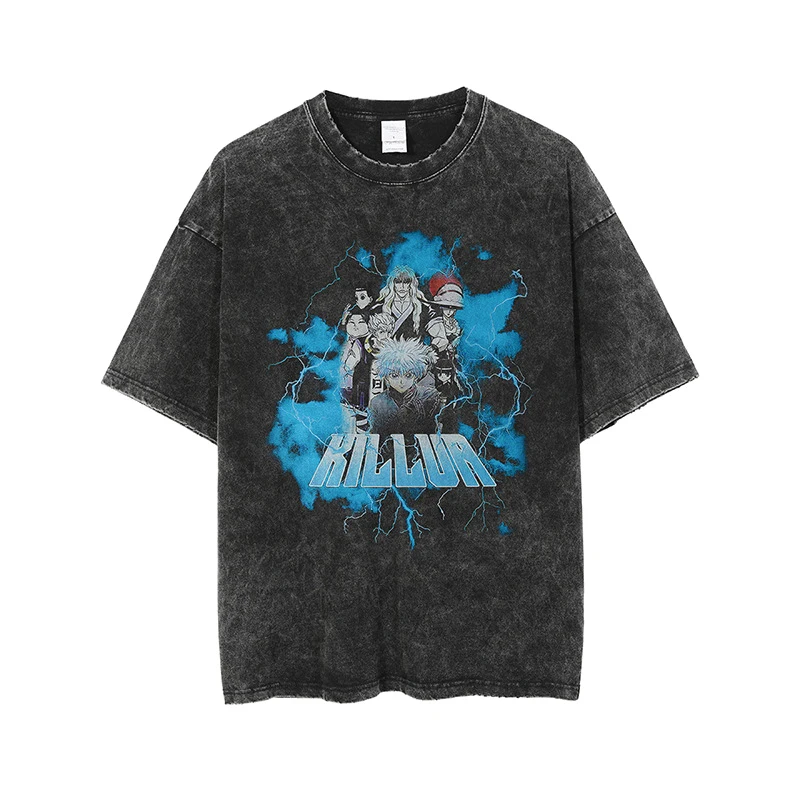 

2022 Summer Male T-shirt Anime Hunter X Hunter T Shirt Men Hip Hop Harajuku Oversize T Shirt For Men Streetwear Tees 100% Cotton