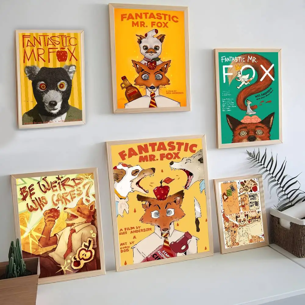 Фото Классические винтажные постеры с персонажами из мультфильмов F-Fantastic M-Mr. F-Fox, декор для комнаты, домашнего бара, кафе, скандинавский домашний декор №5
