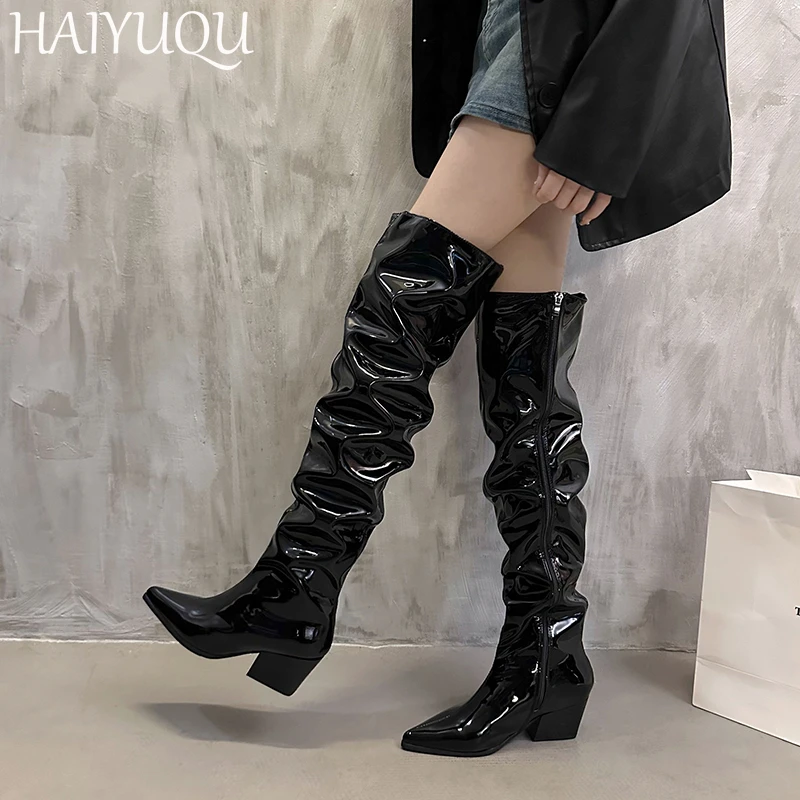 Женские кожаные высокие сапоги на высоком каблуке дизайнерские модные роскошные