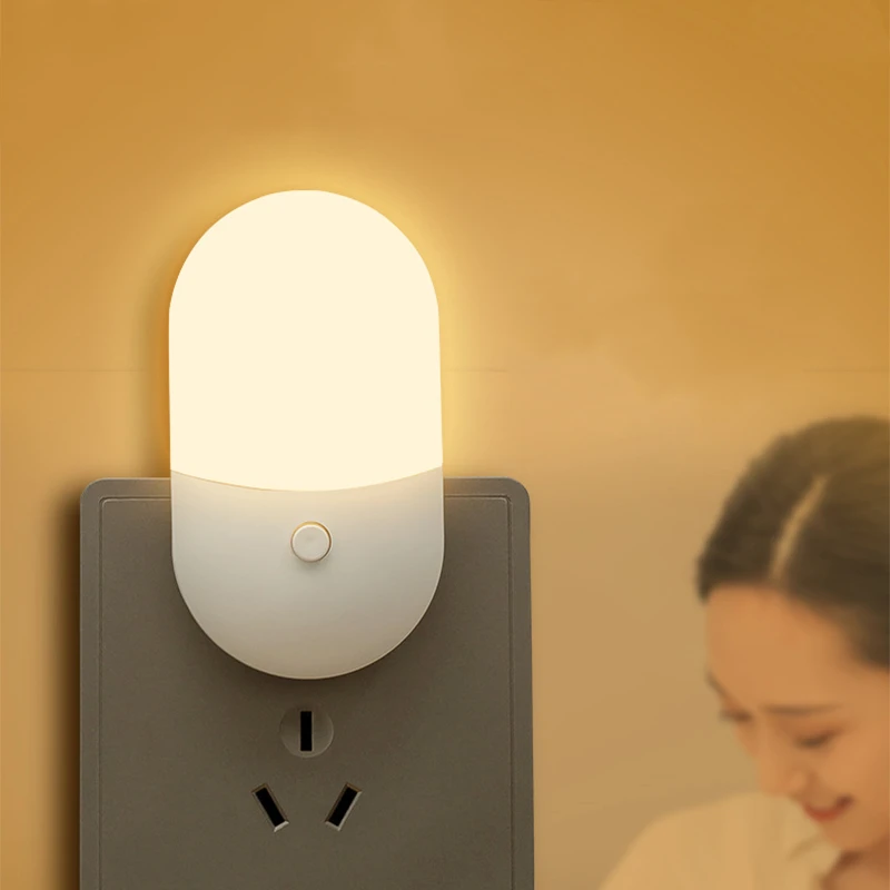  Led Mini Night Light Switch Plug-In Led Light Eye Protection Night Light Lamp Use For Bedside Baby Feeding Living Room 