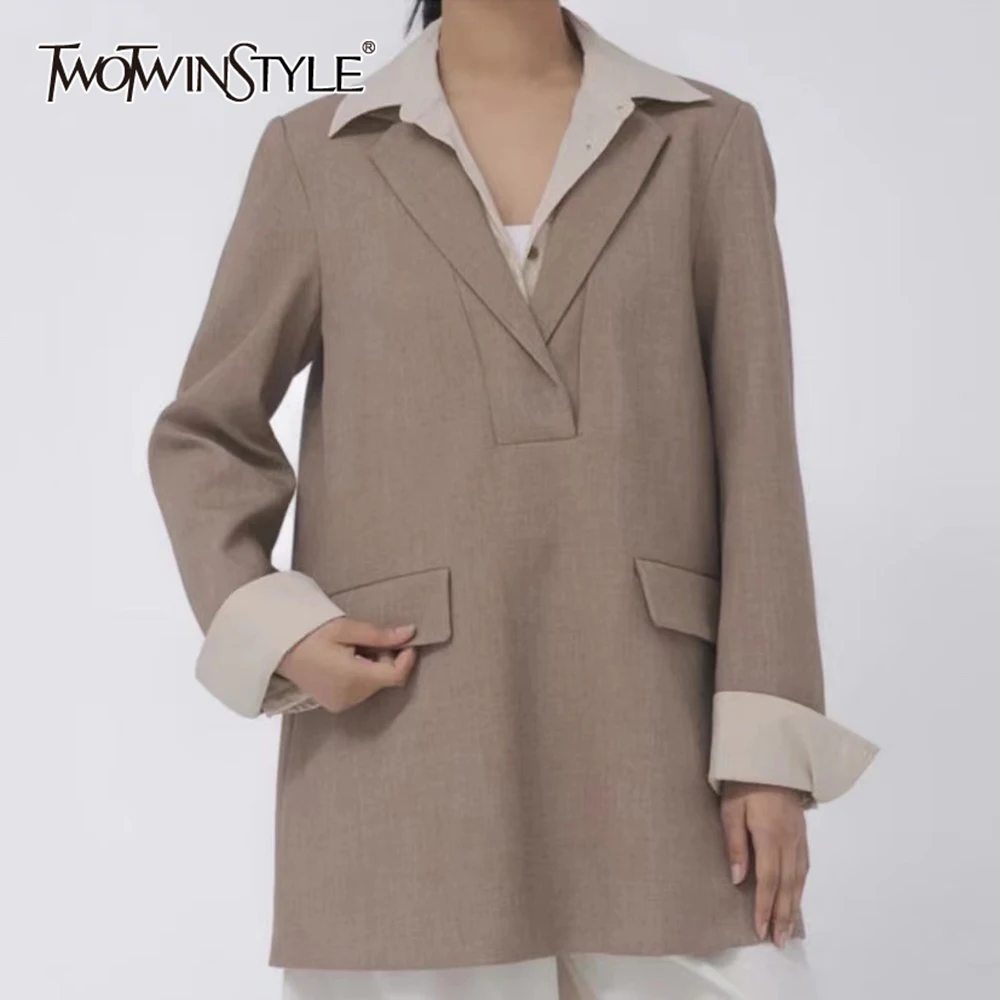 TWOTWINSTYLE дизайнерский пиджак со сращенными карманами для женщин однобортный