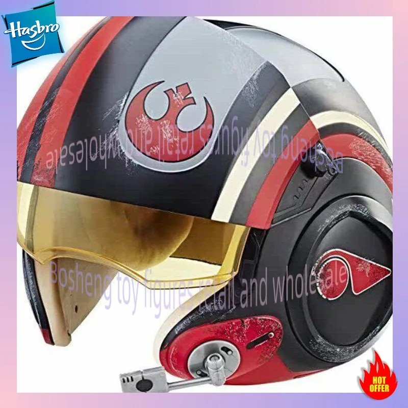 Фото Электронный шлем пилота X-Wing Poe Dameron из серии Hasbro Star Wars The Black Series с подвижным козырьком и звуковыми эффектами BB-8, подарок C1441 №2