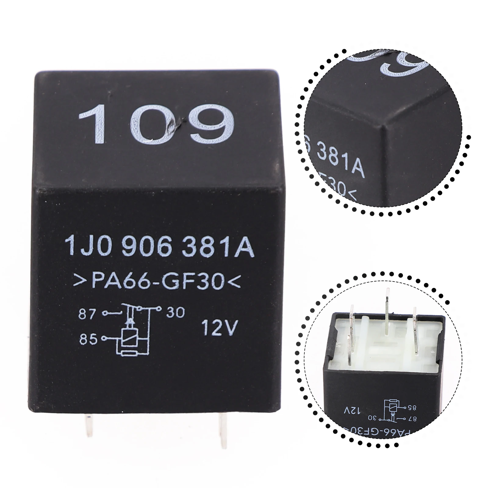 1008300003 Реле топливного насоса ECU Источник питания двигателя 1J 0906381 Черный и