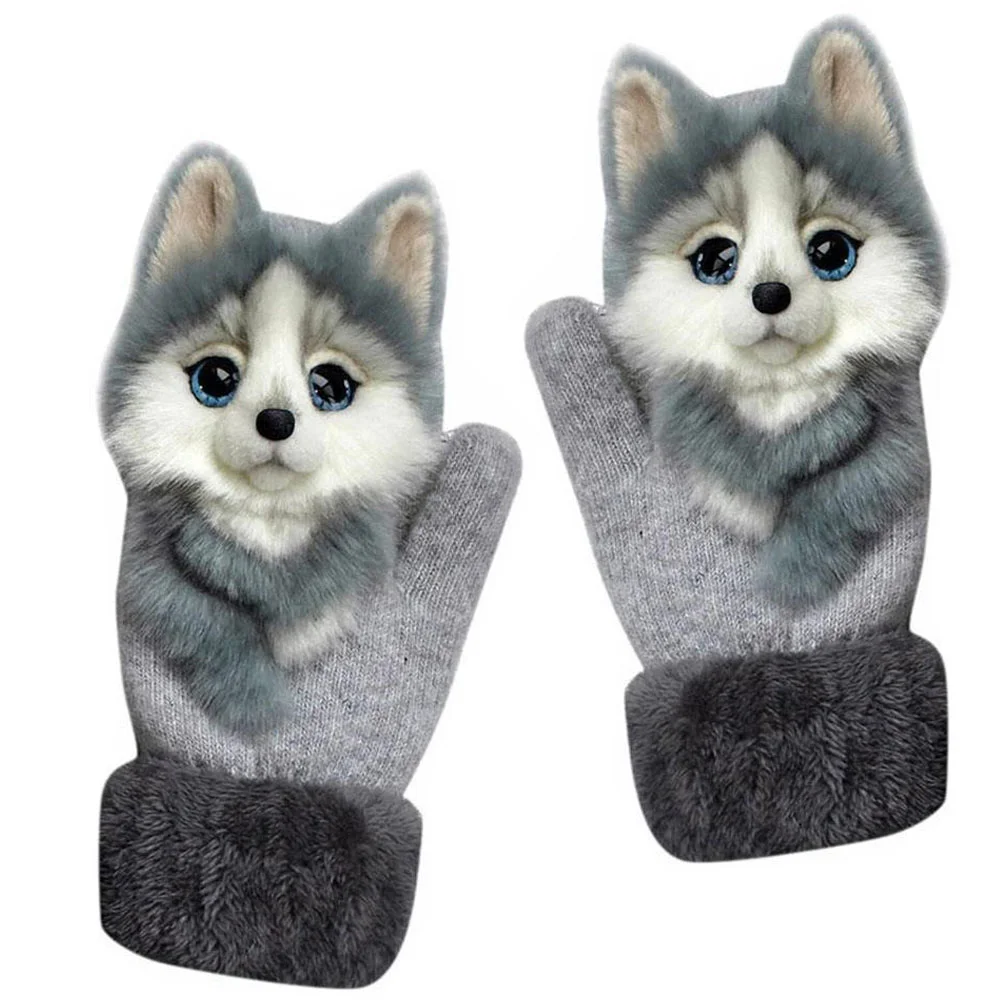

Lovely Gloves Travel Winter Portable Cartoon Hands Accessory Comfortable Plush Dog Miss