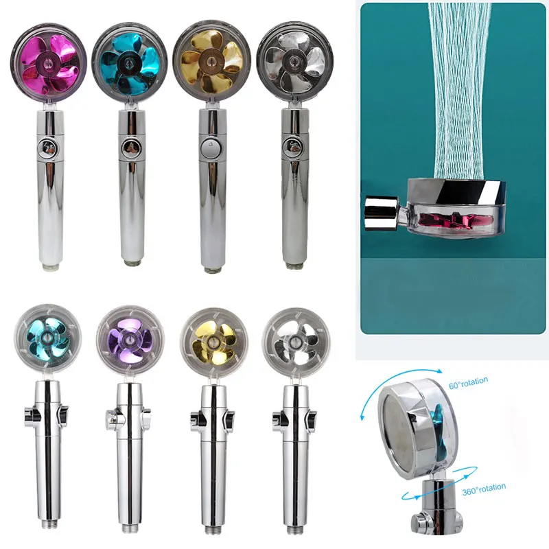 

Hot Shower Head Water Saving Flow 360 Degrees Rotating Shower Head With Fan ABS Rain High Pressure Spray Nozzle Bathroom Accs