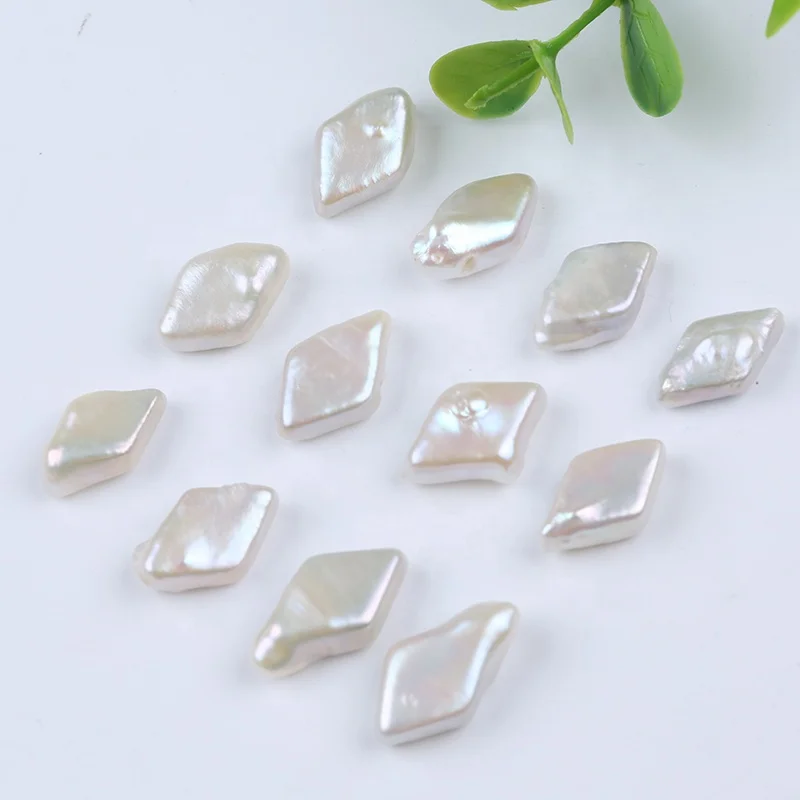 Оптовая продажа 8-11 мм натуральный белый ромб барокко особой формы пресноводный свободный жемчуг