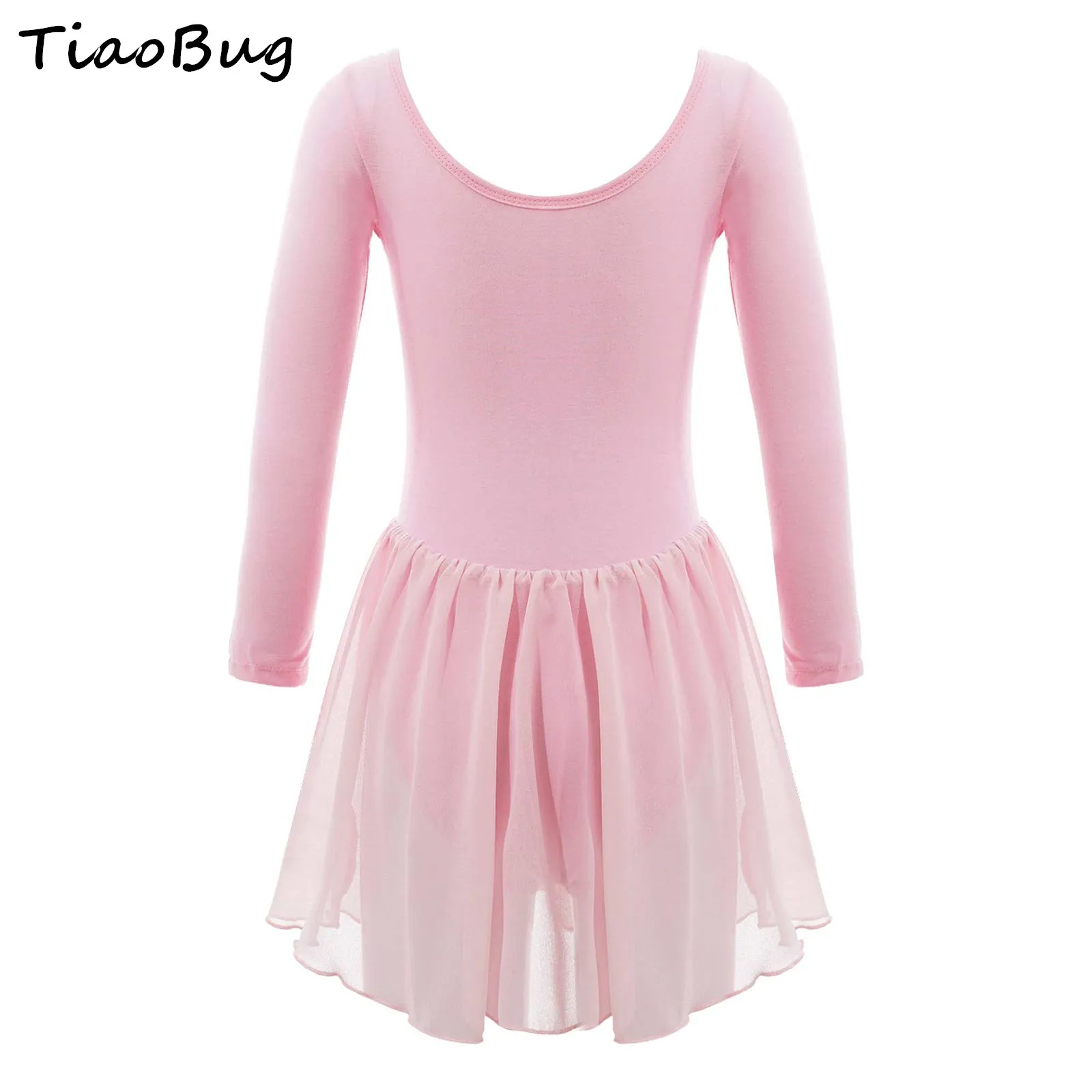 

Girls Long Sleeve Ballet Dancer Dress Solid Colour Leotard Sweet Dress