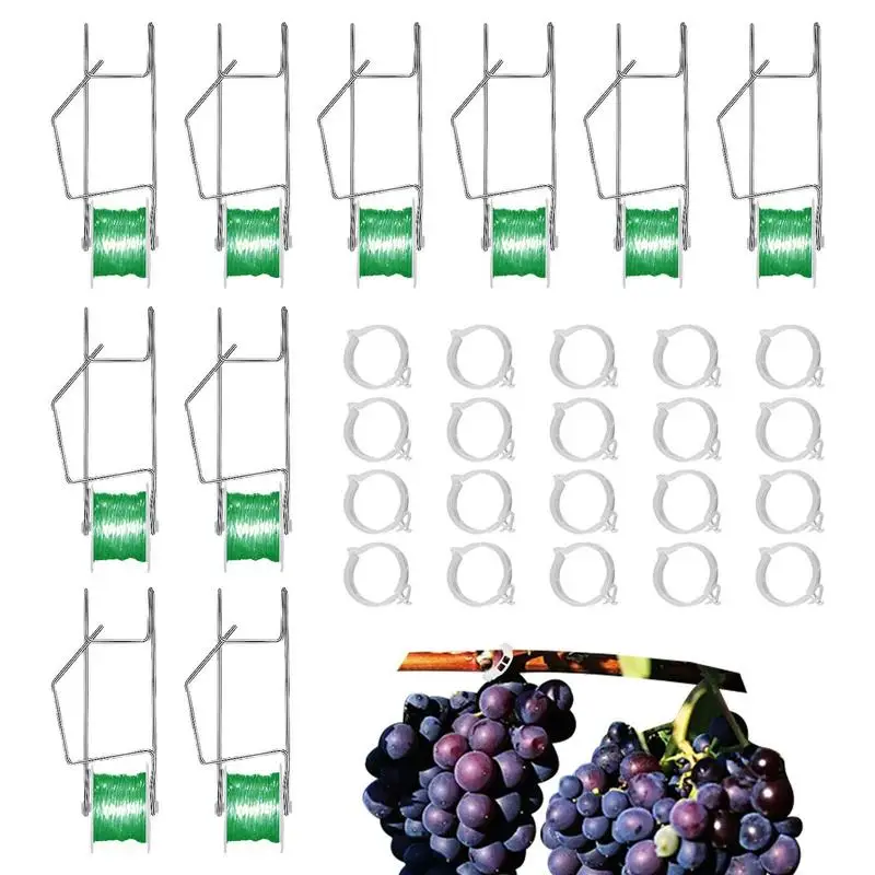 

Tomato Roller Hook 10Pcs Garden Hooks With 20 Tomato Clips With 15M Twine Greenhouse Flower Vine Twine Crop Trellis Kit Plant