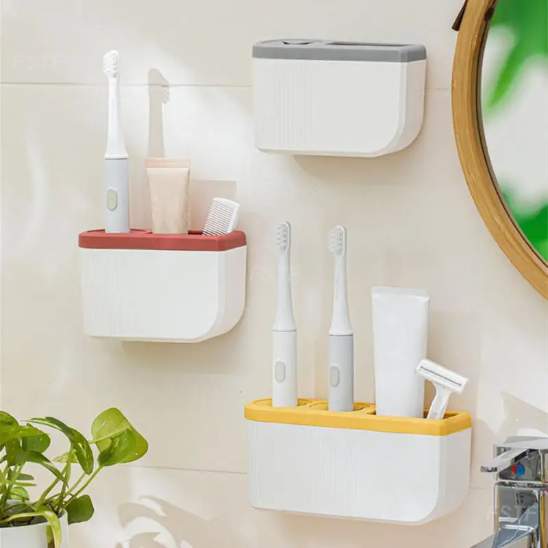 

Toothpaste Storage Rack Bathroom No Punching Classified Storage Wall-mounted Drain Bathroom Products Toothbrush Holder