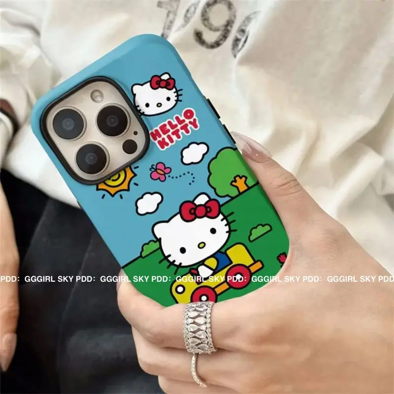Чехол для телефона Sanrio HelloKitty Driving KT Cats iPhone 11 12 13 14 15 16 Pro Max Mini Plus чехол из ТПУ с