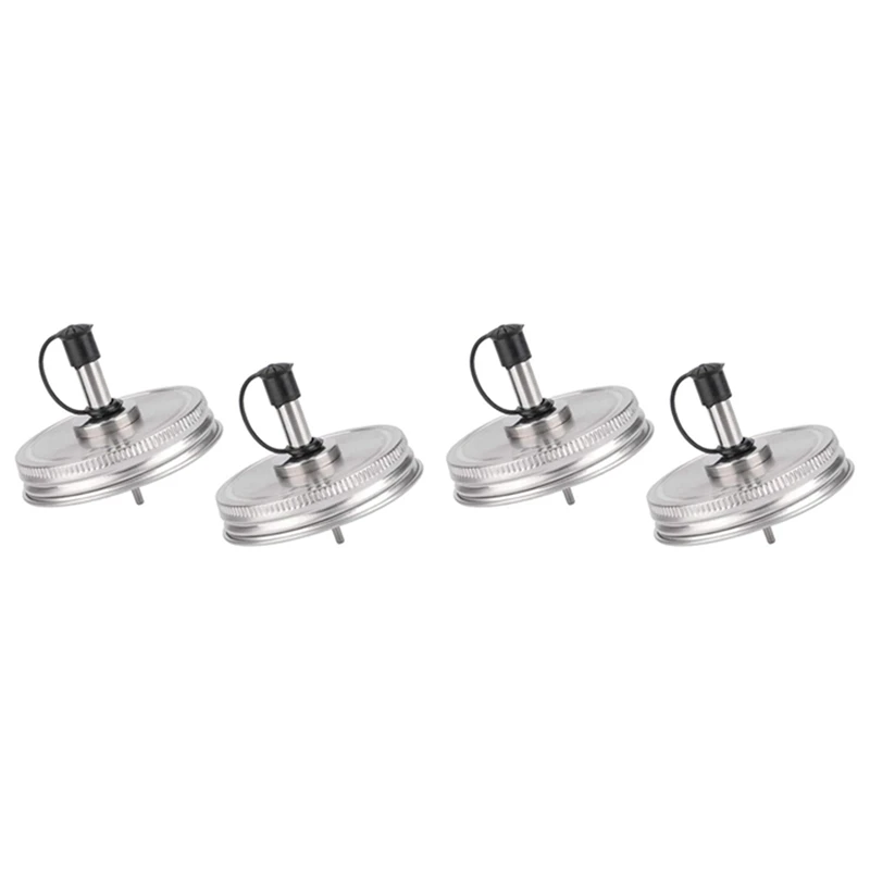 

New-4 Pcs Regular Mouth Mason Jar Pour Spout Lids With Caps For Olive Oil Cocktail Dispenser And Salad Dressing Shaker