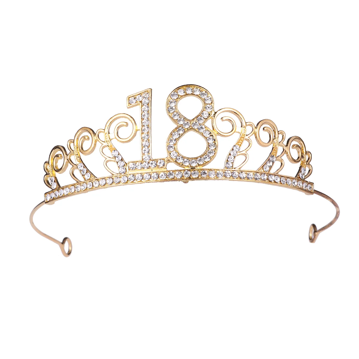 

Birthday 18Th Girls Hair Rhinestone Alloy Sash Women Tiara Tiaras Accessiories Crystal 50Th Number Supplies Party Gold Headband
