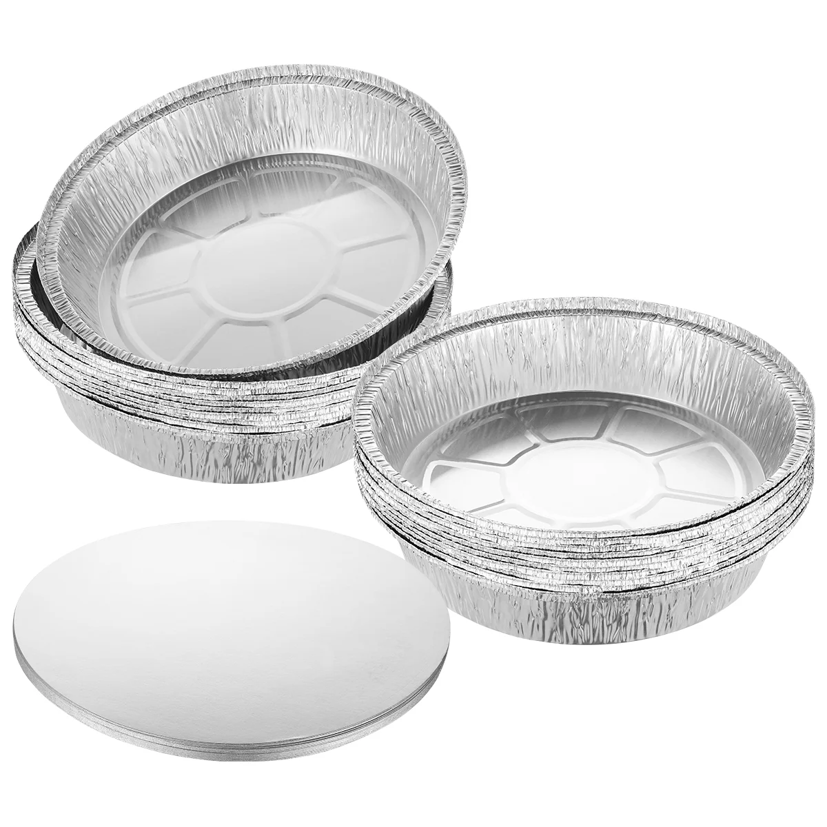 

20pcs Aluminum Foil Pans Disposable Round Shape Food Containers with Lids for Cooking