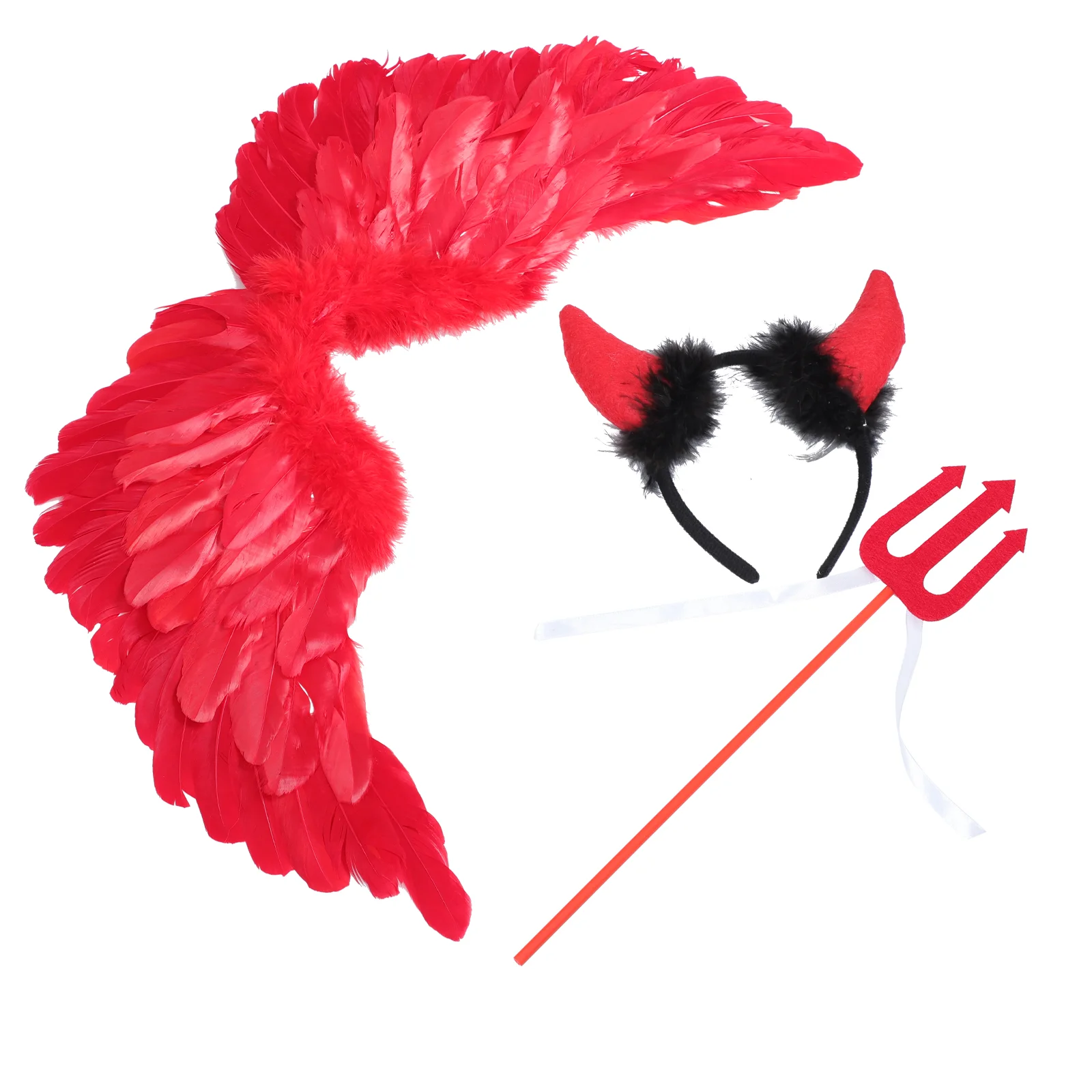 

Costumeaccessories Set Reddemon Pitchfork Kids Cosplay Headband Suit Girl Prop Dress Party Fairy Angel Horn Evil Wing Christmas