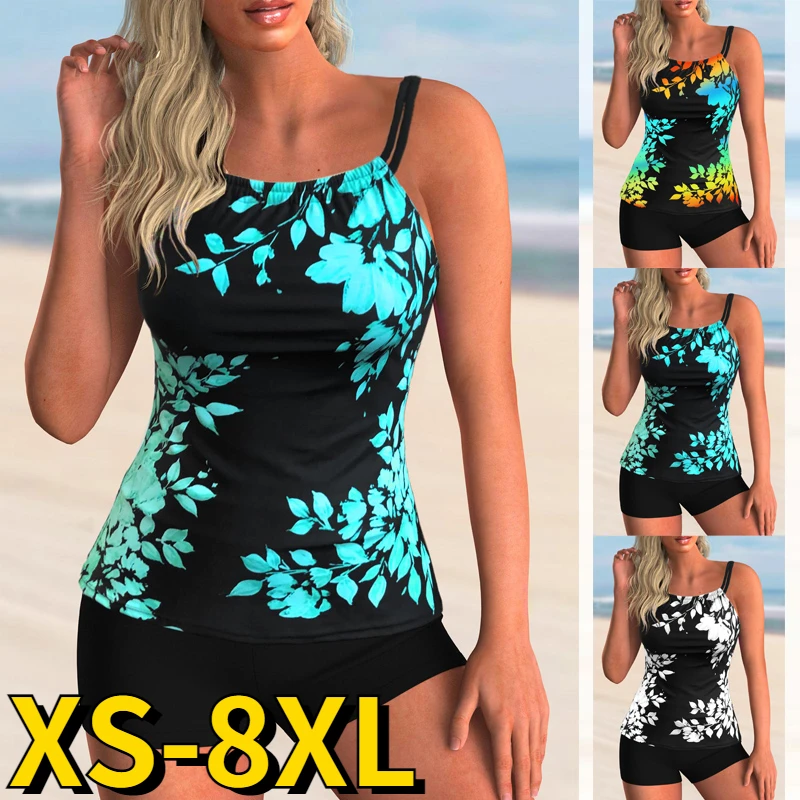 

2022 Summer Sexy Bikinis Abstract Print Swimwear Women's Swimsuit Beach Wear Female Two Piece Set High Waist Tankini Monokini