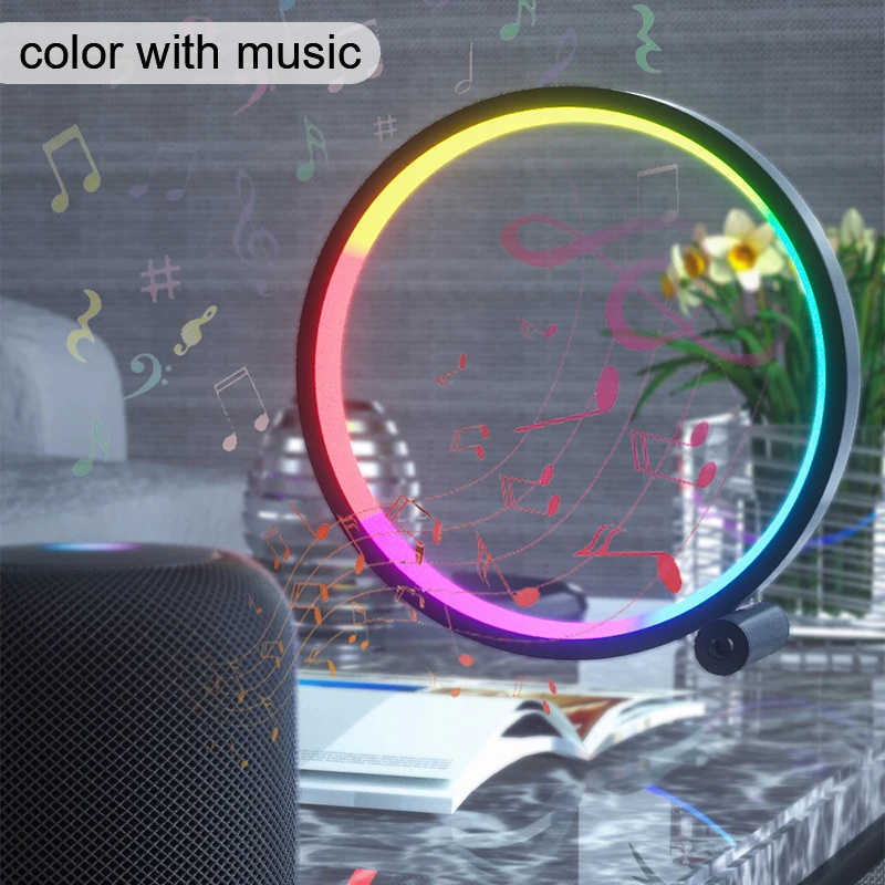 

Светодиодный ночник RGB настольная лампа APP музыкальный ритм атмосферсветильник дистанционным управлением диммируемая настольная лампа дл...