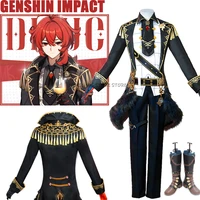 genshin impact cosplay diluc ragnvindr cosplay wig game character costume for men