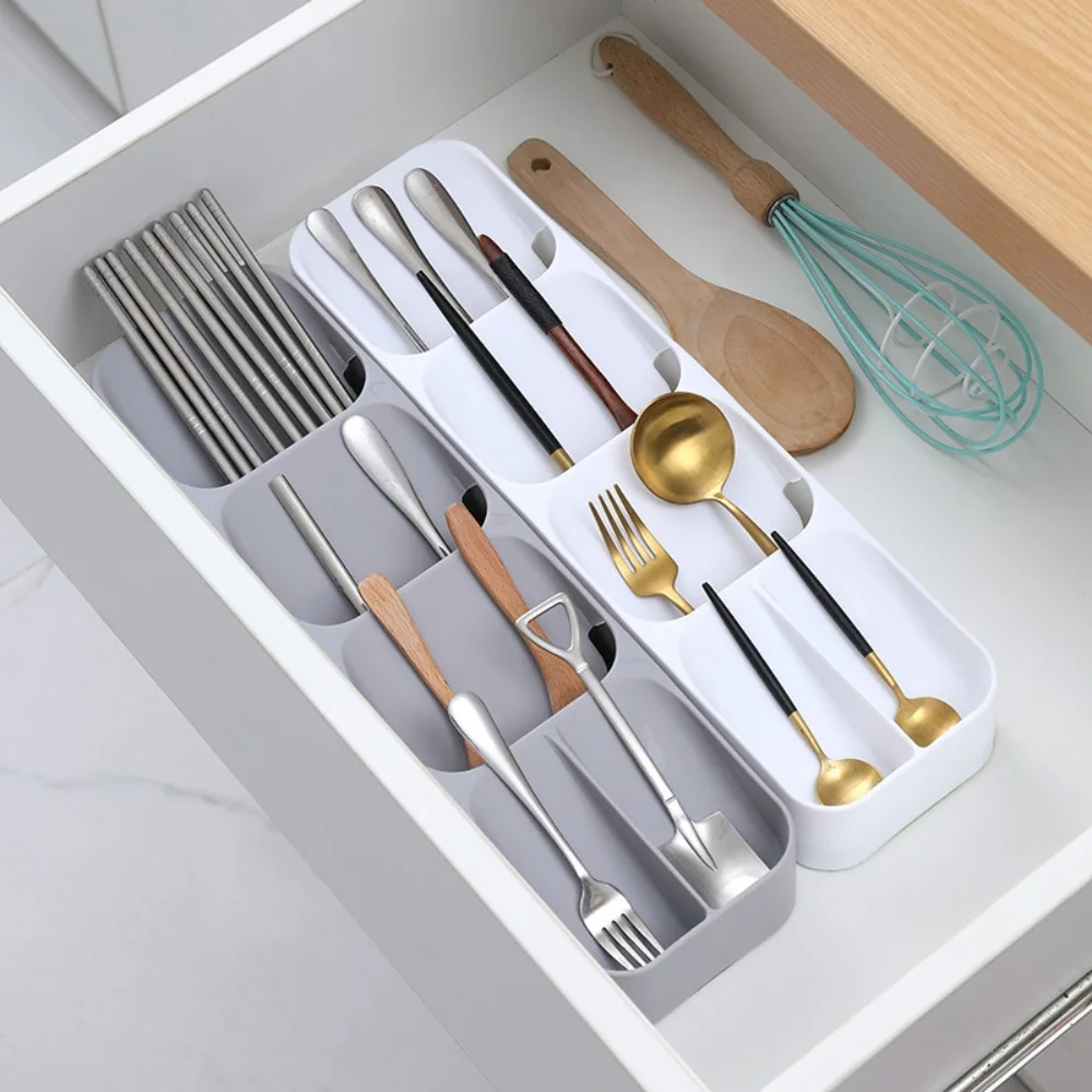 

Kitchen Tableware Knife and Fork Sorting Organizing Box Kitchen Drawer Separation Box Plastic Container Cabinet Tableware