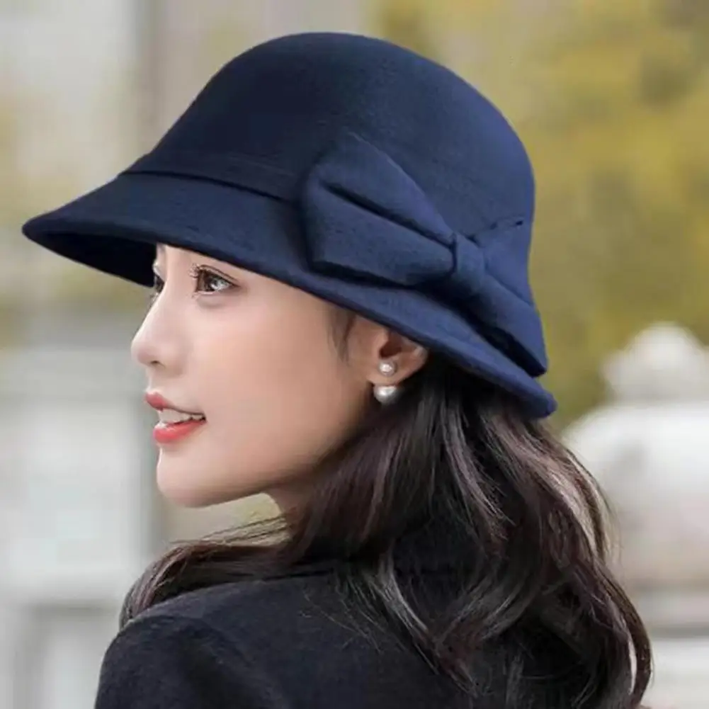 

Winter Cap Wide Brim Woolen Hat Fashion Ladies Vintage Elegant Woolen Hat