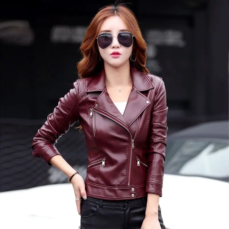 Autumn Winter Short Biker Genuine Leather Jacket Women 2022 New Slim Zipper Motorcycle Famale Clothing Streetwear Sheepskin Coat