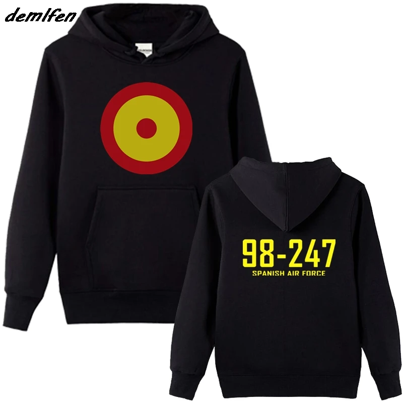 

Men Fleece Hoody Sweatshirt Fashion Spanish Air Force Roundel Hoodie Free Sticker SPAF Spain 2 Sides Jacket Hoodies Harajuku