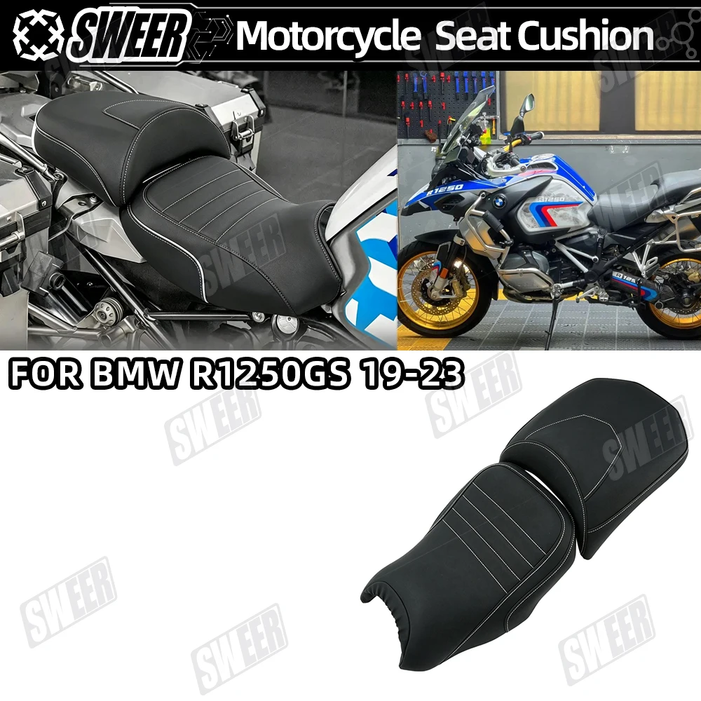 Фото Раздельное сиденье для мотоцикла, подходит для BMW R1250GS R 1250 GS 2019-2023, из искусственной кожи с губчатым наполнителем, комфортные детали сиденья. №1