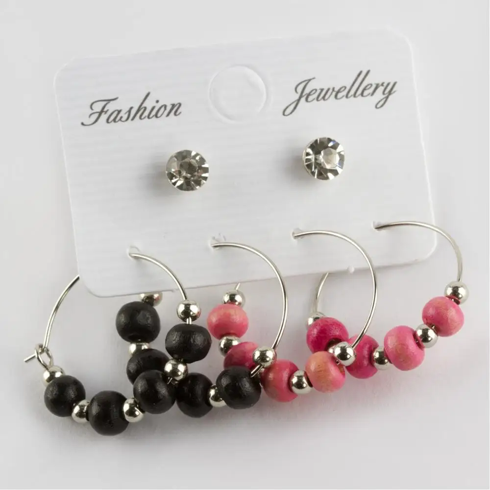 

6 cm bead stone ring earrings 2 cm