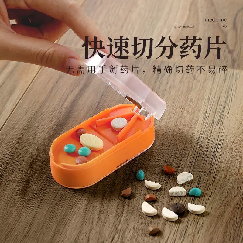 

2 In 1mini Pill Cutter Splitter Small Medicine Tablets Cutter Portable Pills Organizer Case Drug Storage Box for Travel