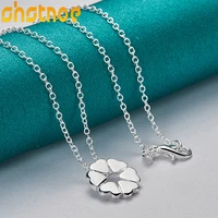 925 sterling silver 16 30 inch chain heart flower pendant necklace for women engagement wedding gift fashion charm jewelry