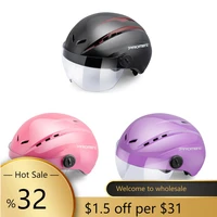 cycling bicycle helmet with visor magnetic goggles integrally molded adjustable safty cap for mtb road bike equipment men women