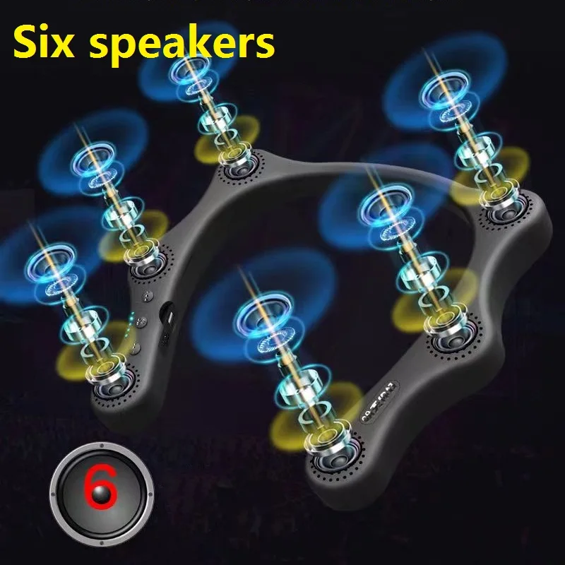 

Носимый беспроводной Bluetooth-динамик + Спортивная гарнитура + 6 динамиков + аккумулятор 1800 мА + дисплей светодиодный Power + TF-карта + Bluetooth 5,3 + HD-вызов