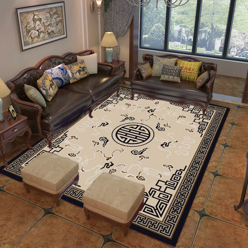 

New Chinese Style Large Area Living Room Carpet Tea Room Retro Carpets Hotel Lobby Lounge Rugs Home Decoration Study Room Mats