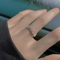 2022 cute women rings korean fashion gothic accessories hollow design sense square cross rhinestone gold jewelry engagement ring