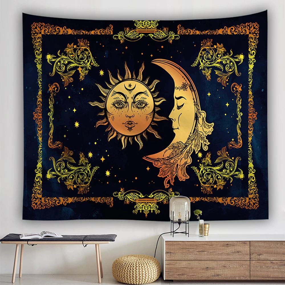 

Moon Sun Mandala Tapestry Celestial Hippie Bohemian Witchcraft Room Deco Psychedelic Tapestries Bedroom Living Room Wall Hanging
