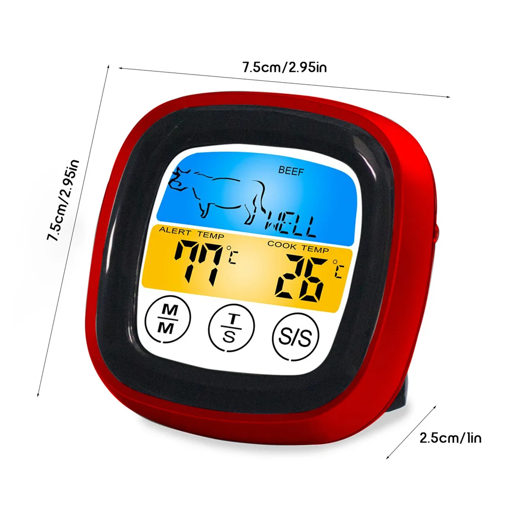 

Термометр Пищевой Цифровой с сенсорным экраном, прибор для измерения температуры с ЖК-дисплеем, для приготовления мяса, птицы, барбекю, выпе...