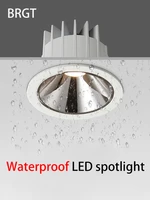 brgt waterproof led spotlights recessed ceiling lamp aluminum 12w20w downlight 85 220v foco for kitchen bathroom indoor lighting