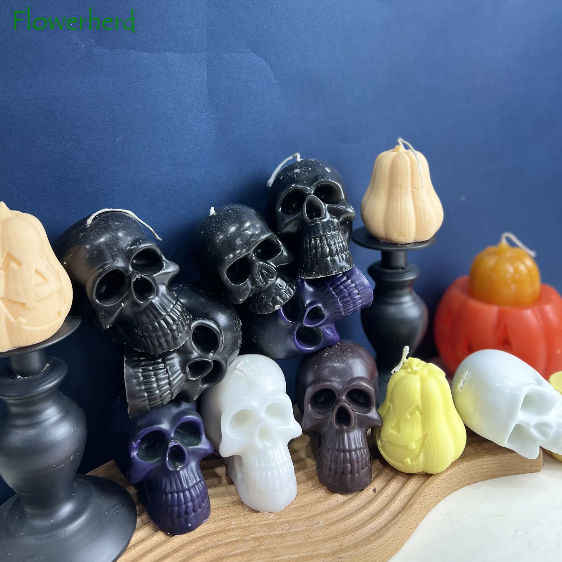 

Форма для свечей из серии Хэллоуин, силиконовая форма в виде черепа, свечи, тыквы для Хэллоуина, силиконовая форма «сделай сам» для изготовл...
