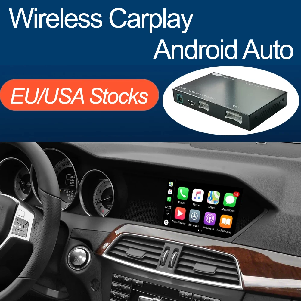 Wireless Apple Carplay Android Auto for Mercedes Benz C-Class W204 2011-2014, with Mirror Link AirPlay Car Play Functions