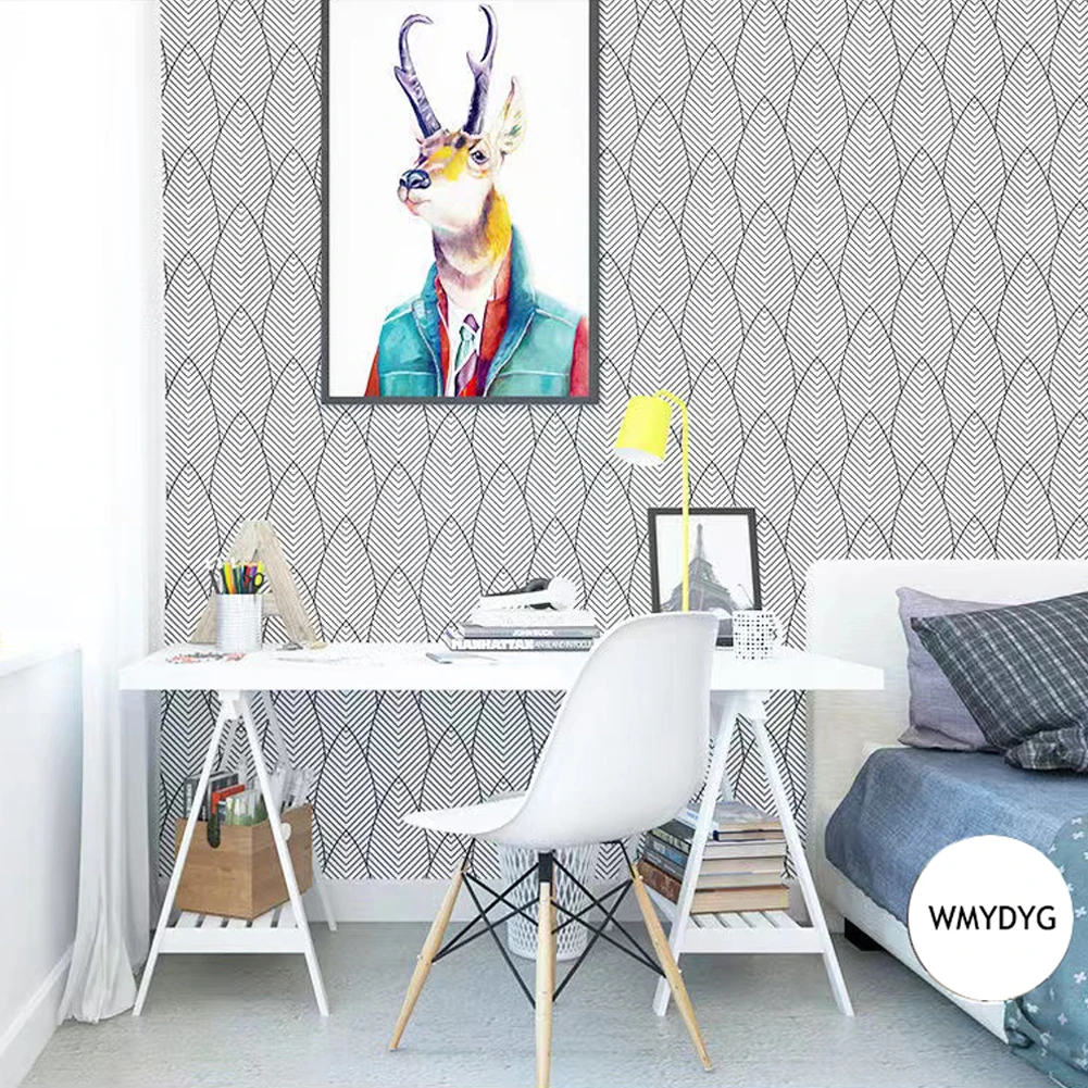 

Modern Abstract Geometric Wallpaper Leaves Self Adhesive Line Peel and Stick Contact Paper for Wall Renovation Furniture Sticker