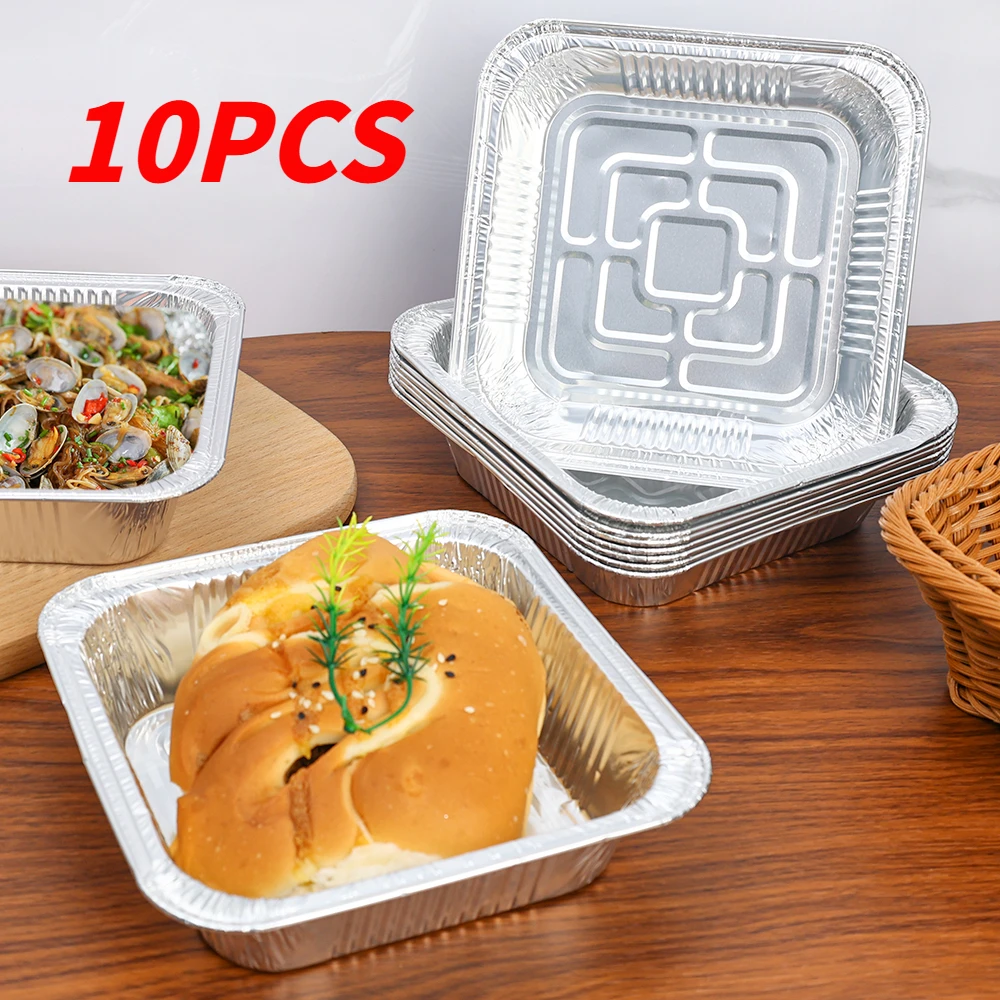 

10 шт./компл. поднос для капельной посуды для барбекю, маслостойкая алюминиевая фольга, жестяная коробка, воздушная фритюрница, одноразовый п...