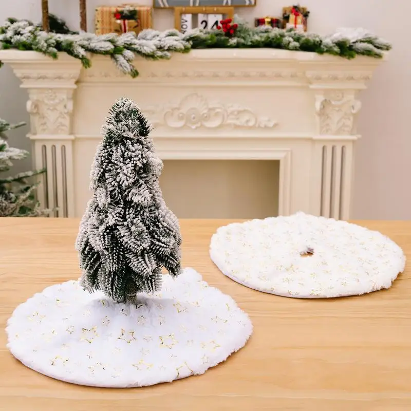 

Юбки для рождественской елки, Плюшевые рождественские украшения из искусственного меха, диаметр 15 дюймов, Круглый базовый Коврик для елки с золотой серебряной пентаграммой