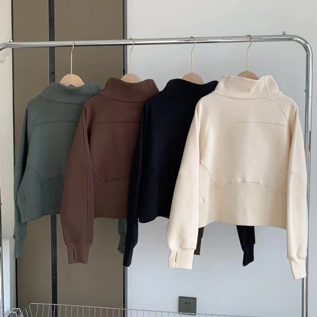 

Lulu Scuba Autumn and Winter Women's Half Zipper Thickened Thermal Insulation Sports Coat Gym Outdoor Sports Stand Collar Jacket