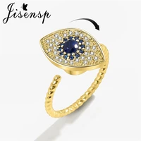 jisensp creative blue eye finger ring anxiety spinner ring rotate crystal rings for women wedding rings individuation jewelry