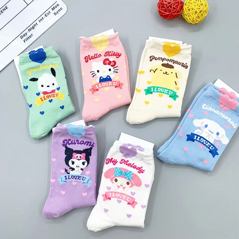 Хлопковые носки Kuromi Sanrio My Melody Cinnamoroll плюшевые Hello Kitty носки-трубы косплей подарки